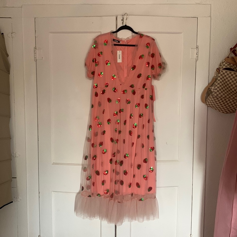 Strawberry tulle dress